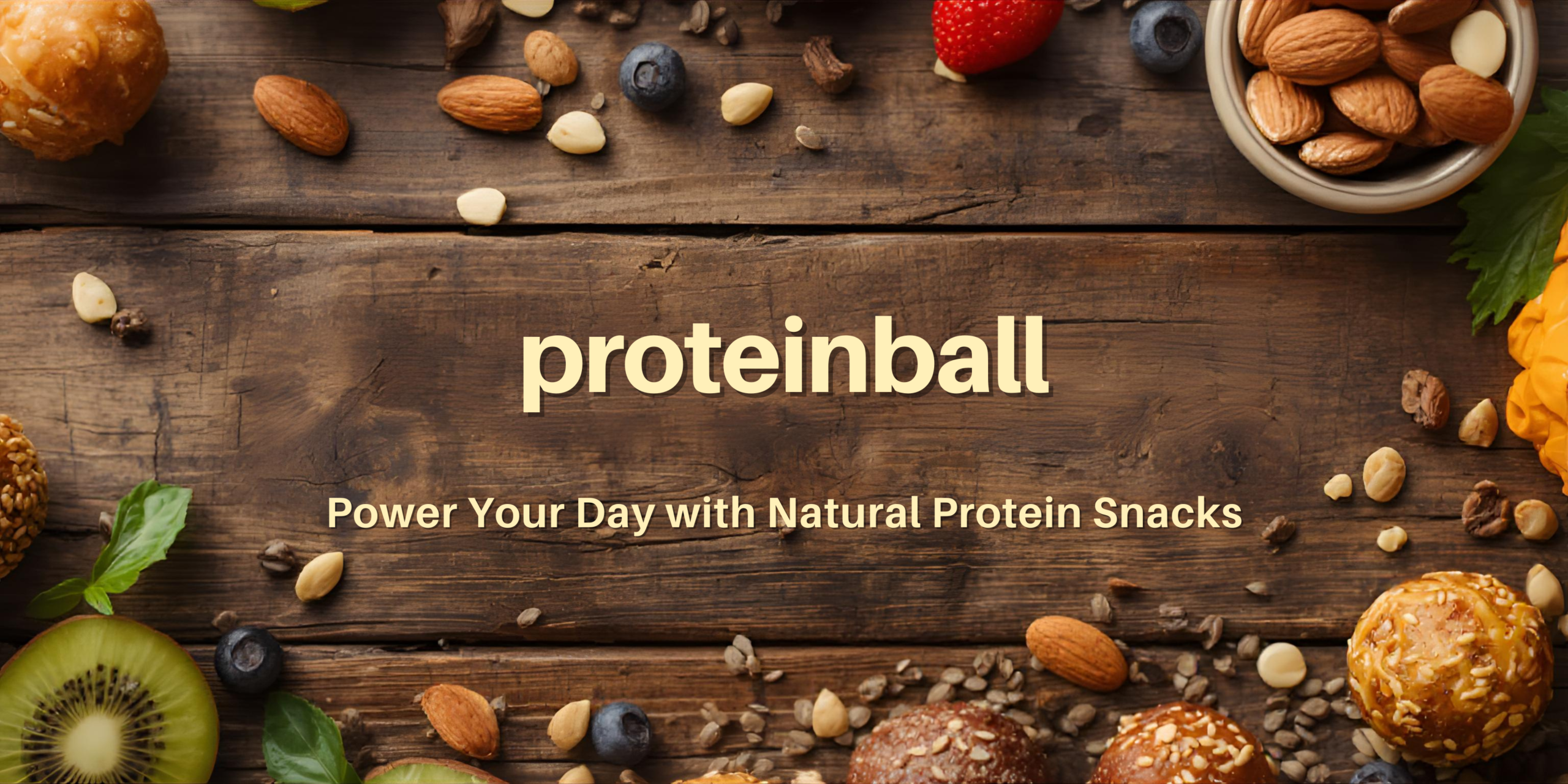 Rustic Wooden Table with Protein Snacks